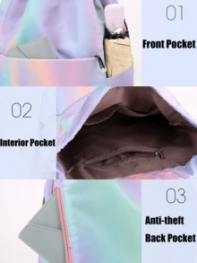 Drawstring Foldable Large Capacity Dry-Wet Separation Travel Sports Backpack, Sports Drawstring Backpack String Bag Large Capacity For Gym Swim Beach For Women And Men Aesthetic Waterproof Storage Bag Sports Bag Basketball School Supplies School Stuff For School For StudentSport BagLightweightDrawstring BackpackSport Backpackfor VacationFor Exercise - Multicolor - View 5