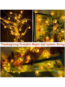 10 英尺 30led-万圣节南瓜灯装饰，LED 灯暖白色南瓜灯串电池供电万圣节灯装饰秋季家居室内装饰，南瓜灯串，南瓜形 LED 灯串，户外花园装饰，户外花园装饰走廊自动扶梯装饰，餐桌装饰，感恩节南瓜灯串装饰，秋季装饰，万圣节装饰，万圣节装饰