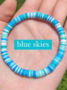1 Peça Pulseira de Argila Simples com Contas | Pulseira de Verão Preppy | Pulseira Elástica com Contas Heishi | Joias de Garota Coco | Brilhante, Pastel, (Pode haver ligeira variação de cor) - Colorida - Visão 16