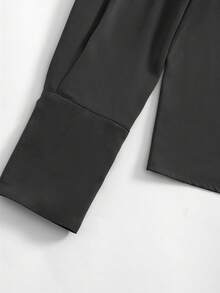 Customized Women's Stylish Long Sleeve Solid Color Shirt, Summer Elegant - Black - View 6