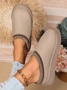 時尚短靴，厚底休閒鞋適用於室內和室外活動 - 卡其色 - 查看 2