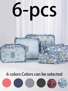 6pcs Travel Storage Bag Set, Lightweight Luggage Organizer, Fashionable Large Capacity Storage Bag, Luggage Sorting Bag, Durable Polyester Fiber Sorting Storage Bag, Zipper Closure - Suitable For Clothing, Shoes, Cosmetics, Underwear, Etc., Save Luggage Space - Multicolor - View 4