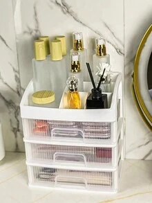 1 个带抽屉的办公桌收纳盒，大容量多层化妆品收纳盒，梳妆台塑料展示架，学校用品收纳架，分类收纳，适用于家庭、浴室、卧室书房、办公室收纳配件、化妆刷、记号笔盒、铅笔架、香水、化妆刷、钢笔、笔记、书籍、记事本、珠宝 - 彩色 - 查看 8