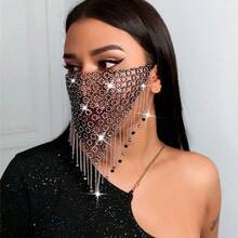 1入歐美時尚鑲嵌鑽石口罩面罩，時尚網狀水晶口罩 - 彩色 - 查看 8