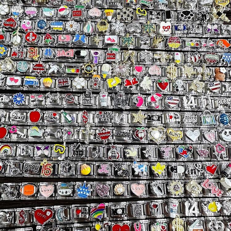 Piezas de brazaletes modulares de acero inoxidable de caliente verano 2025, accesorios de brazaletes desmontables de estilo callejero DIY para hombres y mujeres - Multicolor - Añade 10