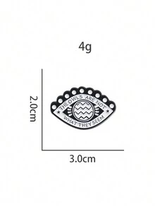 1pc Children's Student Eye Shape English Letters Creative Cartoon Brooch Pin Party Daily Wear Gift - White - View 6