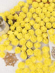 500pcs Artificial Rose Flower Heads,Green Purple Red Mini Foam Rose Bulk Fake Flower For DIY Crafts Wedding Bouquets Baby Shower Centerpieces Floral Arrangements Tables Home Decorations For Wedding Decoration, Valentine'S Day Decor, Birthday Decor, Anniversary Decor, Holiday Decor, Graduation Decoration, Party Decor Supplies - Màu vàng - Xem 1