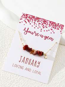 1 件手工制作的天然岩石诞生石吊坠项链，形状和颜色随机，适合女性的创意生日礼物 - A5634 - 查看 21