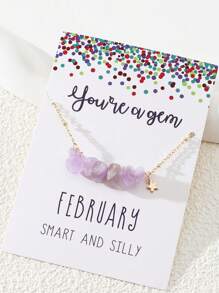 1 件手工制作的天然岩石诞生石吊坠项链，形状和颜色随机，适合女性的创意生日礼物 - A5634 - 查看 23