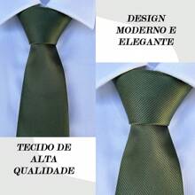 Olive Green Semi Slim Striped Tie - Màu xanh Ô liu - Xem 3
