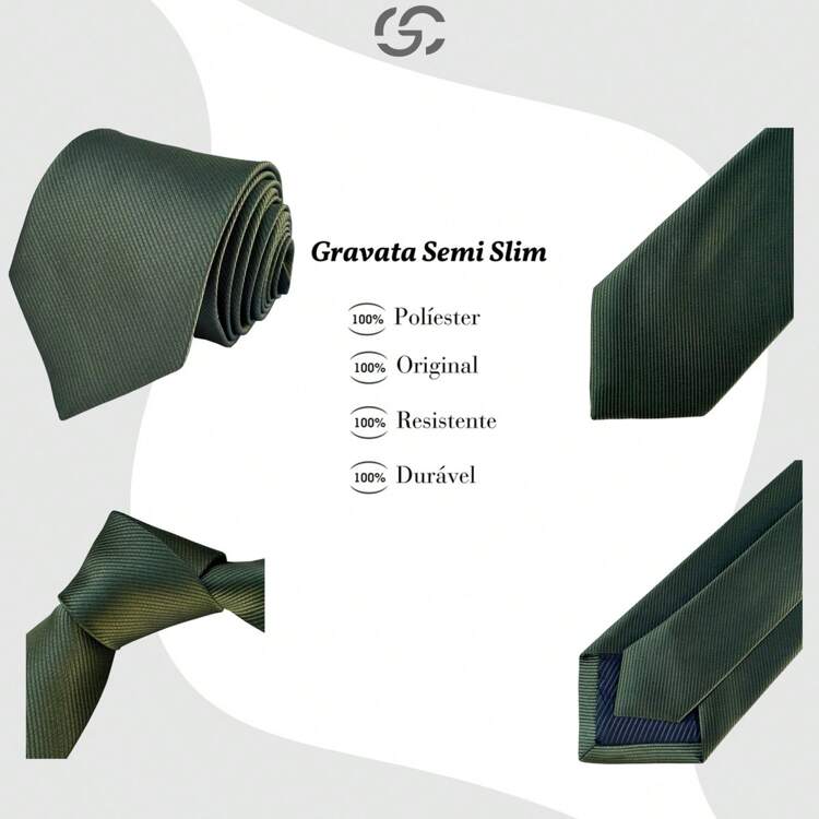 Olive Green Semi Slim Striped Tie - 橄欖綠 - 查看 2