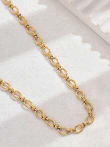 1 chiếc vòng cổ 8 sợi phong cách Châu Âu & Mỹ, trang sức thép không gỉ thời trang giản dị dành cho phụ nữ - Vàng - Xem 3