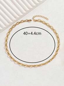 1 chiếc vòng cổ 8 sợi phong cách Châu Âu & Mỹ, trang sức thép không gỉ thời trang giản dị dành cho phụ nữ - Vàng - Xem 5