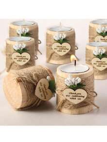 1入組帶蠟燭的木質許願燈座，適用於婚禮、派對裝飾，適用於桌面中心裝飾，生日、節日、情人節、新娘派對、茶蠟燭架 - 多色 - 查看 6