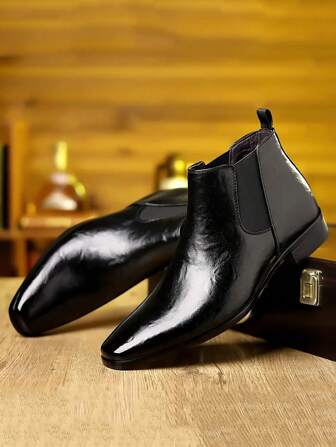 New British Style Vintage Chelsea Boots Men's Short Leather  Boots Plus Size