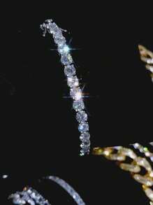 1 Vòng tay xích tennis kim cương bốn chấu 3mm, Vòng tay thanh lịch bằng bạc Sterling S925 dành cho nữ, Vòng tay boutique cao cấp lấp lánh sang trọng, Quà tặng trang sức thời trang dành cho nữ - Vòng tay kim cương bốn ngạnh - Xem 2