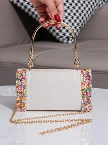 欧美风格优雅派对手拿包，带水钻装饰，非常适合正式活动、宴会、舞会、婚礼 - 时尚百搭女士手提包 - 彩色 - 查看 8