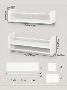 SUMGAR Wandregale für Kinder, weiß, Set mit 3 schwebenden Regalen mit Holzperlen-Design, Dekoration und Aufbewahrung für das Kinderzimmer.