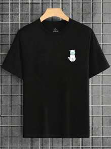 Playeras casuales de hombre Camiseta Casual De Manga Corta Con Estampado De Caricatura En Talla Grande Para Hombre para hombre regalos para papá - Negro - Ver 1