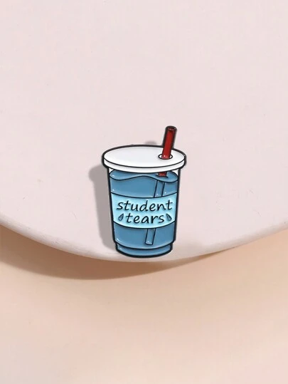 1pc Student Tears Boba Tea Badge Cartoon Jewelry Suitable For Men And Women Daily Wearing