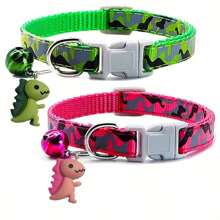 1 pieza Collar ajustable para mascotas con campana y pequeño juguete de dinosaurio, disponible en varios colores, adecuado para gatitos, cachorros y animales pequeños - Multicolor - Ver 8