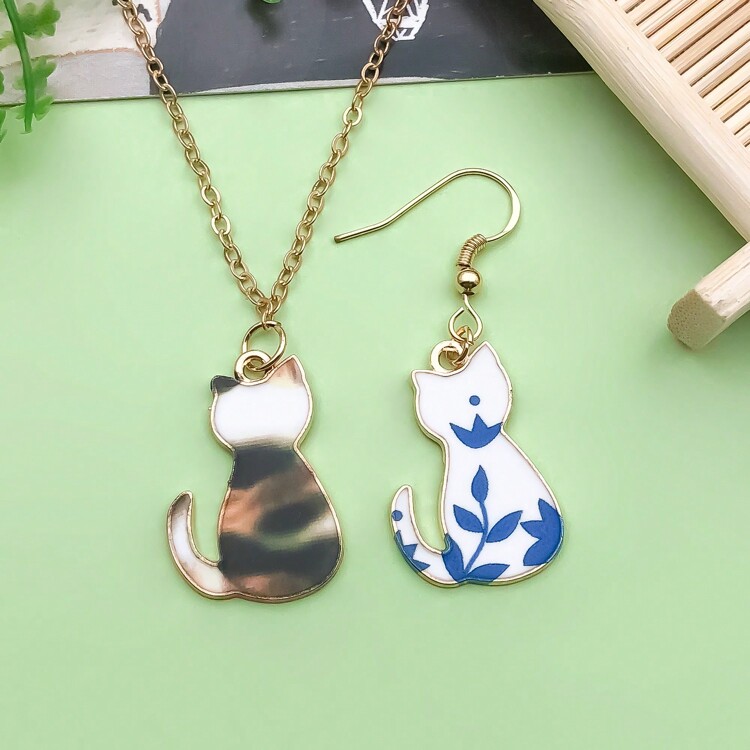 10/16入組混合彩繪貓咪吊墜，卡通小貓吊墜，適用於DIY珠寶製作、手工鐲、耳環、項鍊、吊墜、鑰匙扣、手工藝品 - 彩色 - 查看 5