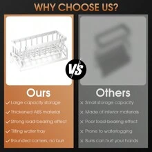 1個廚房水槽海綿架和排水架|多功能櫃臺存儲組織器，帶有碗皂泵，可放置海綿，擦洗器和排水籃 - 彩色 - 查看 9