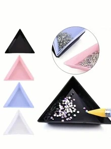 4/5/40PCS Triangle Rhinestone Nail Art Storage Box - Multi-Functional Plate Tray Holder And Compact Container For Nail Art Supplies, Jewelry Glitter Cup, And Decoration Dotting Tool - Complete Set For Nail Art Enthusiasts