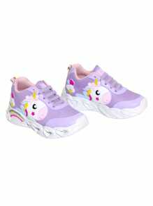Zapatillas Deportivas Tenis de Led Niña Play Color Lila Rosa Unicornio Casual Focos - Lila Púrpura - Ver 6
