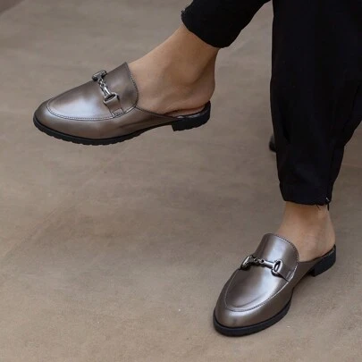 Mule Prata Velho Onix Sola Tratorada Baixa Confortável Maricotta