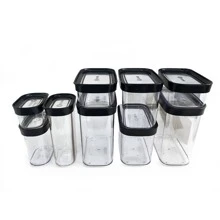 Kit Conjunto Cozinha 9 Potes Herméticos Mantimentos Temperos - Preto - Visão 1