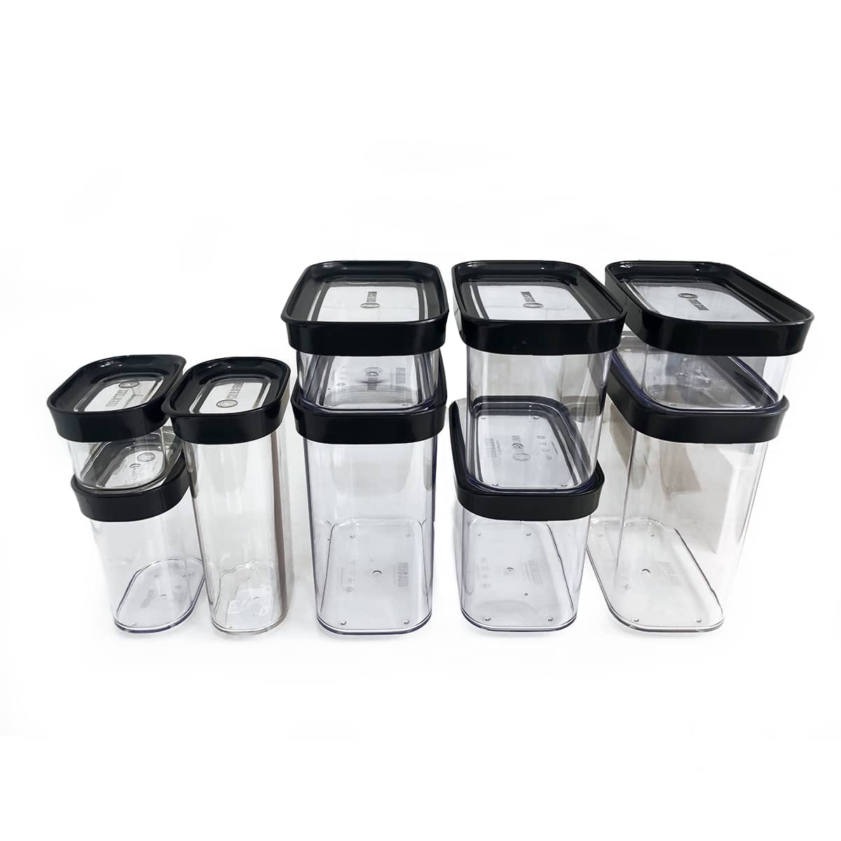 Kit Conjunto Cozinha 9 Potes Herméticos Mantimentos Temperos - Preto - Visão 1