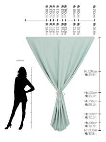 1 件现代简约纯色钩环窗帘，无需钻孔即可遮光 - 灰色 - 查看 2
