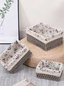 1个/3个装桌面收纳篮，带盖/不带盖，多功能整理篮，适用于玩具、钥匙、化妆品等，家居、厨房、浴室、卧室、客厅、宿舍、办公桌、家居装饰、礼品收纳篮 - 灰色 - 查看 7