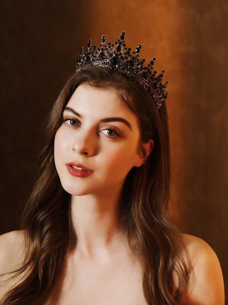 1Pcs Crystal Crowns And Tiaras Headband For Girl Or Women Birthday Party Wedding Prom Bridal Halloween Christmas,Valentine's Day Gift - 黑色 - 查看 1