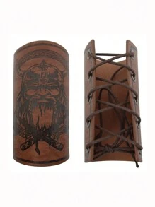 1 peça de acessórios para fantasias medievais, pulseiras, adereços para palco renascentista, alças, mangas de couro, acessórios para dramatização, Natal, Halloween - A - Ver 9