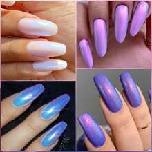 6 Cái/bộ 7Ml Auroras Đế Cao Su Gel Bộ Sơn Móng Tay Màu Tím Sữa Trắng Ngọc Trai Hiệu Ứng Bán Thường Trực Ngâm Tắt UV LED Móng Tay Nghệ Thuật Gel Dầu Bóng - Nhiều màu - Xem 9