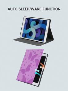 蝴蝶花卉圖案保護套，適用於10.2英寸iPad第7/8/9代，新款iPad第10代智能保護套帶有自動開啟/闔合功能，全方位角落防摔保護 - 彩色 - 查看 5
