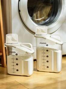 1pc Laundry Powder Storage Box, Transparent Laundry Liquid Container, Storage Jar For Detergent, Moisture-Proof Sealable Canister With Graduations - Green - View 7