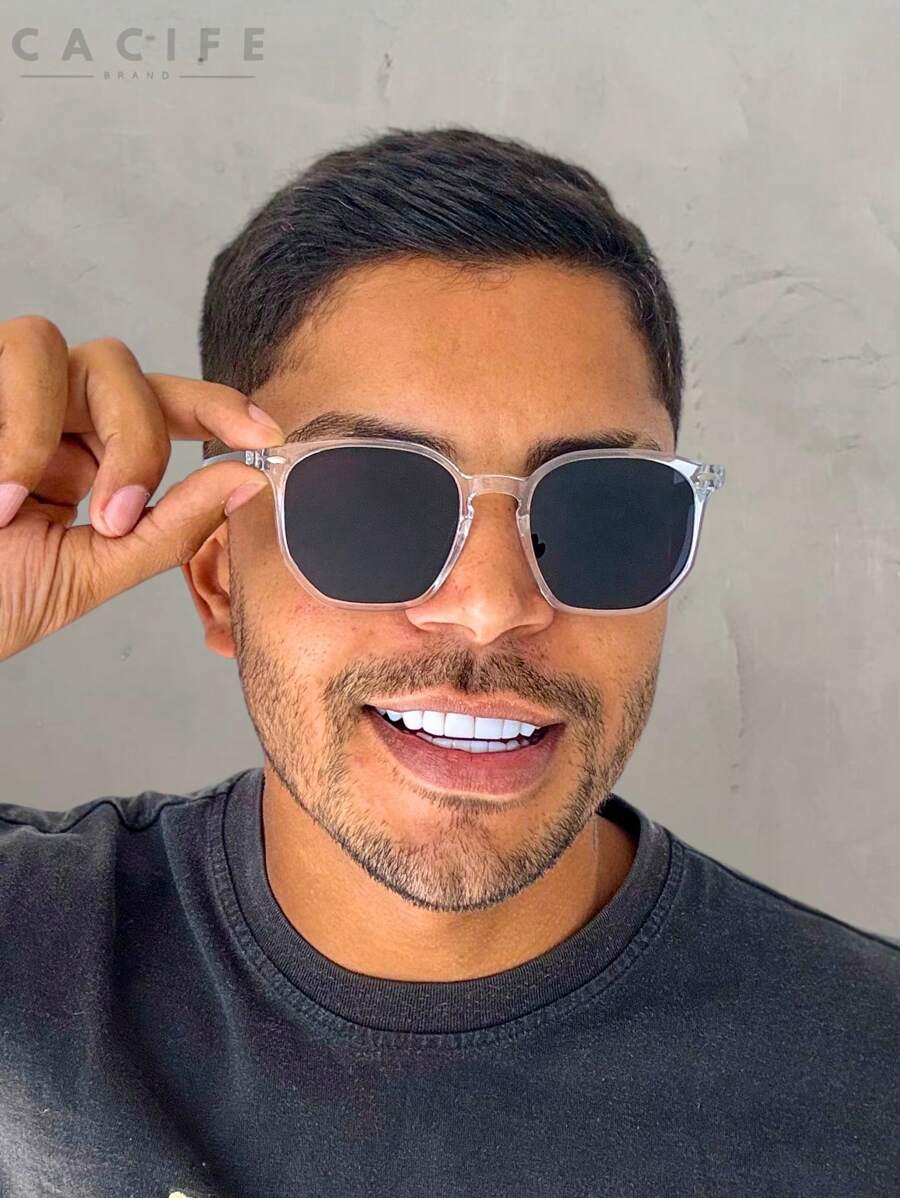 Men Fashion Glasses - Transparent and Black Crystal - View 1