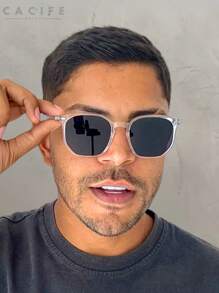 Men Fashion Glasses - Transparent and Black Crystal - View 3