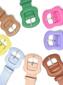 1 Thắt lưng rộng dành cho nữ màu kẹo có khóa bầu sành điệu, trang trí màu trơn cho quần jean, đầm hoặc váy - Nhiều màu - Xem 12