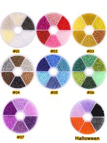 beadia 6格套裝盒多種風格玻璃米釘珠,DIY串珠手鏈項鍊首飾配件