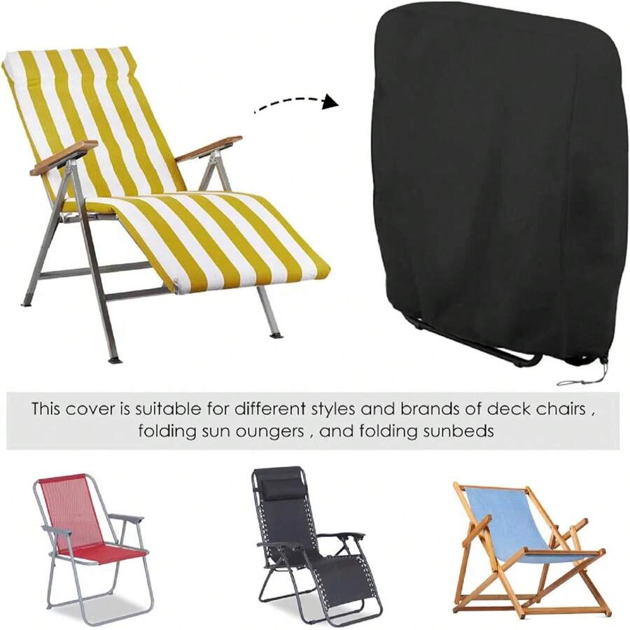 1件装 210D 银色牛津布加厚椅套 - 防水防尘，适用于折叠椅、露台、花园、厨房装饰、家居用品 - 黑色 - 查看 1