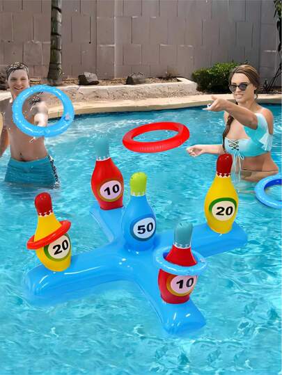1PC PVC Inflatable Bowling Ball Children's Hoop Toys, Children's Game Throwing Sets, Parent-Child Interactive Swimming Pool Game Hoop Fun Games, Family Interactive Inflatable Swimming Pool Beach Outdoor Toy, Give Children Fun Outdoor Gifts