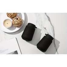 LAOPAO 1pc Matte Black Striped Soap Dispenser, Foam Soap Pump Bottle For Bathroom Kitchen, Refillable Plastic Hand Wash Soap Container - Black - View 3