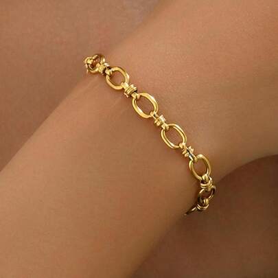 DAZY 1pc Elegant & Versatile Stainless Steel Interwoven Design Bracelet, Suitable As Gift For Girlfriend (Handmade Coil Quantity Random)