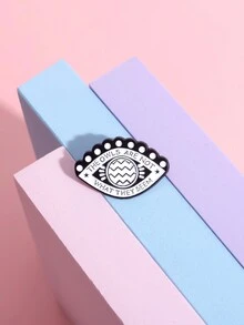 1pc Children's Student Eye Shape English Letters Creative Cartoon Brooch Pin Party Daily Wear Gift - White - View 3