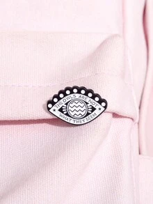 1pc Children's Student Eye Shape English Letters Creative Cartoon Brooch Pin Party Daily Wear Gift - White - View 5