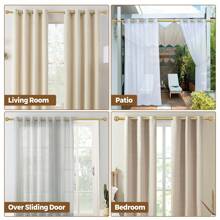 1pc Long Curtain Rods For Windows, Long Heavy Duty Curtain Rod, 7/8 Inch Adjustable Drapery Rods With Netted Texture Finials, Bronze/Silver/Black/Gold/White - Vàng - Xem 8
